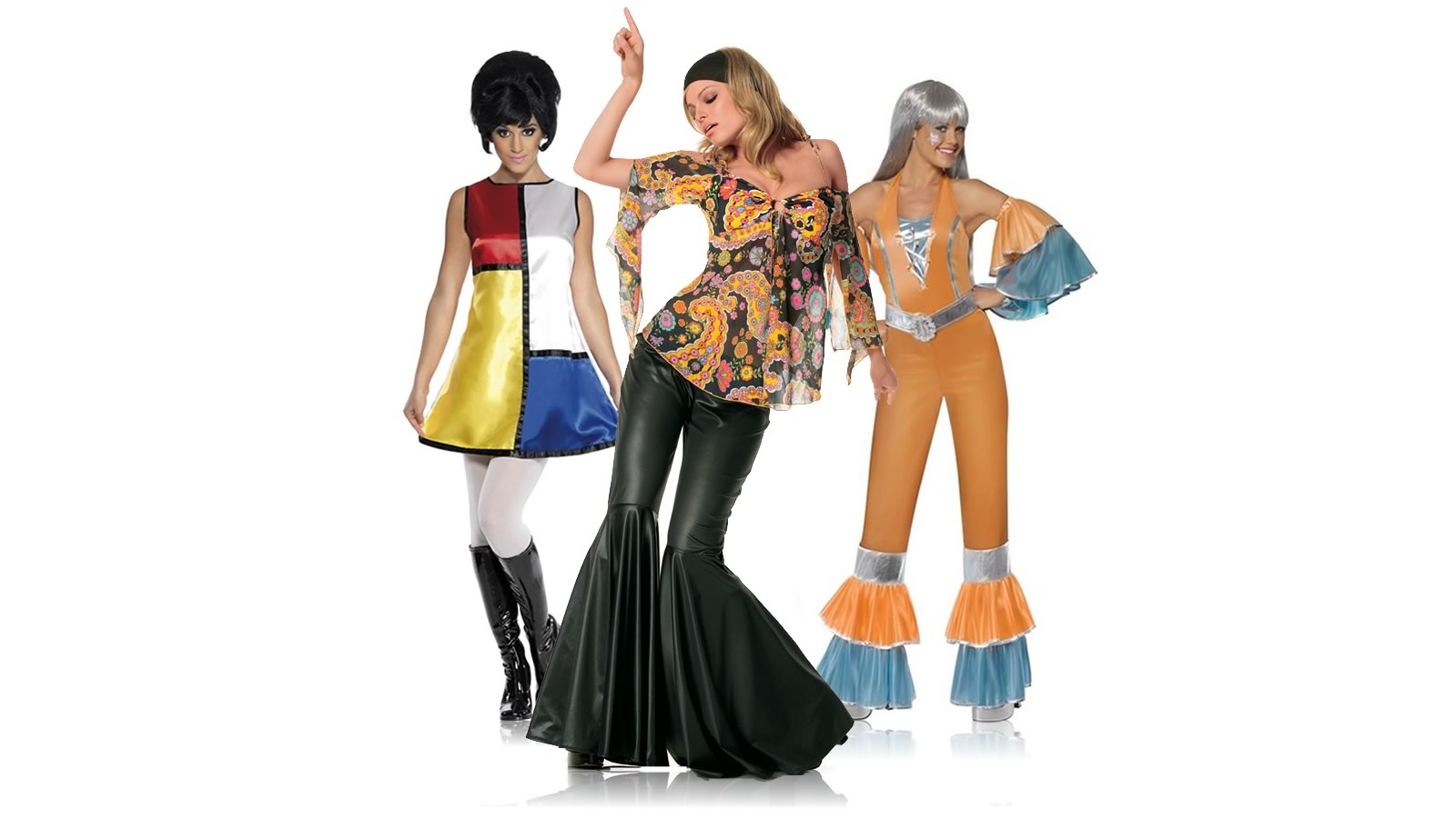 Hippie Costume Flower Power 60s 70s Go Go Retro Hippy Disco Dress