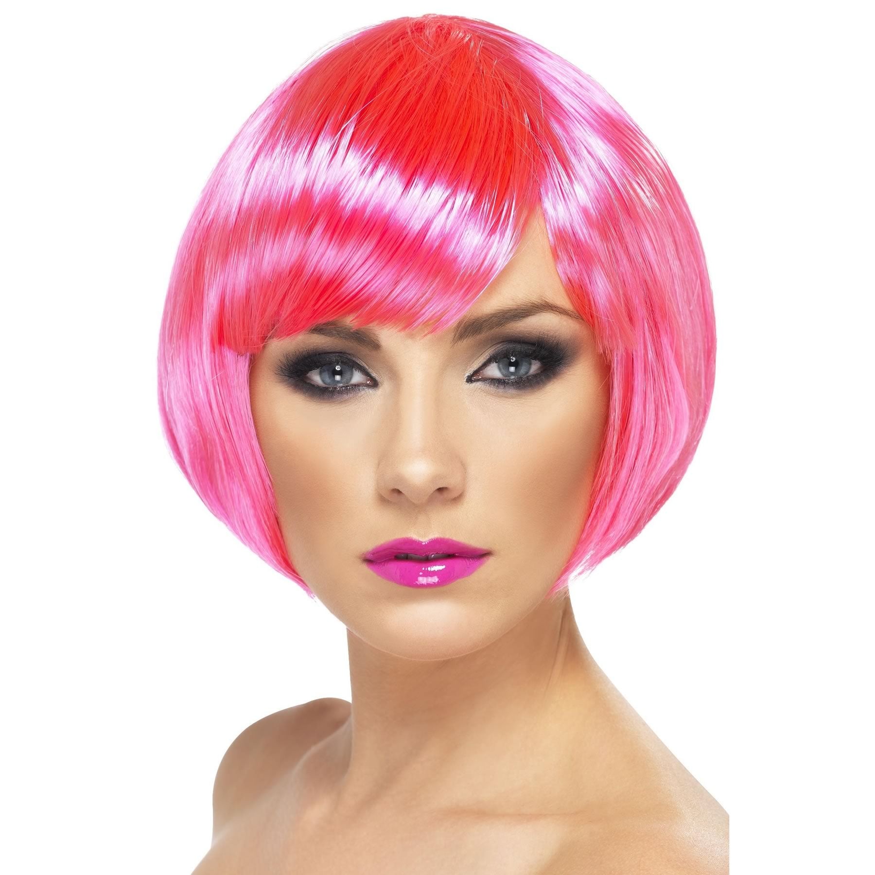 Neon pink bob wig