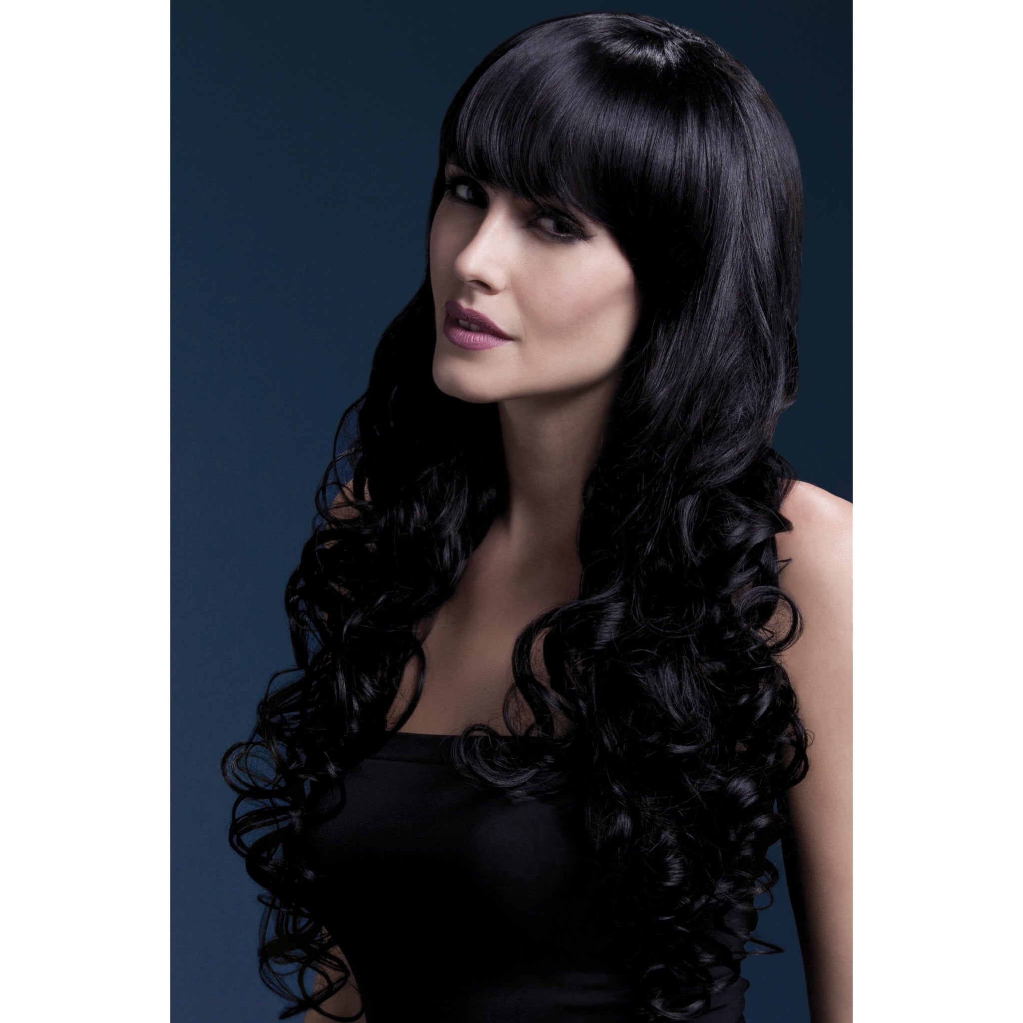 Deluxe long wavy black wig