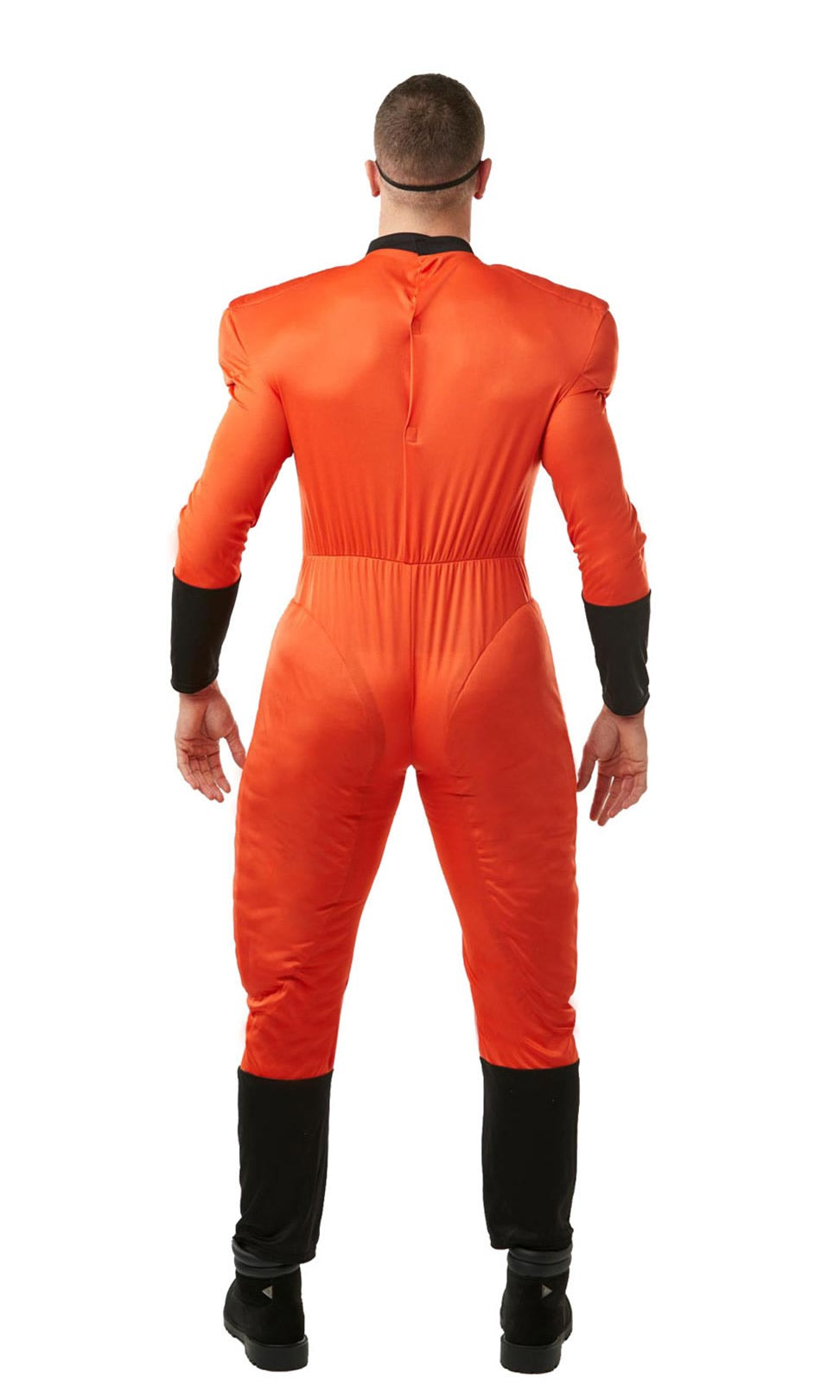 Back of Mr Incredible red muscle jumpsuit costume with mask