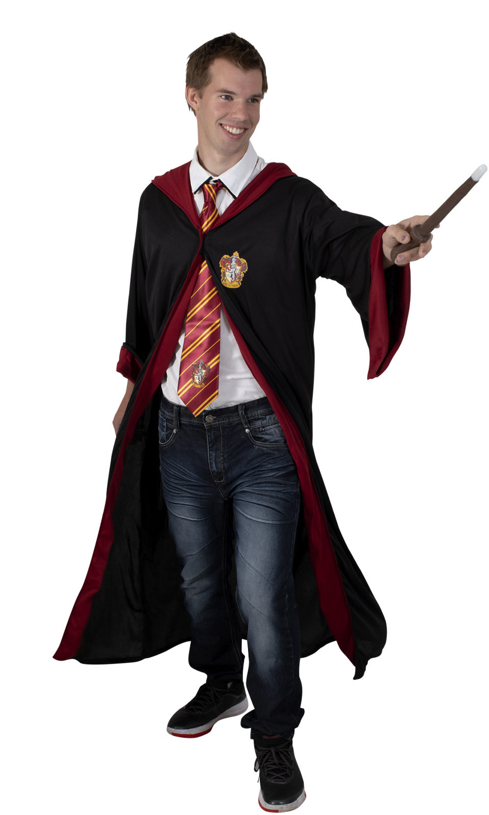 Black and red Gryffindor hooded robe with motif