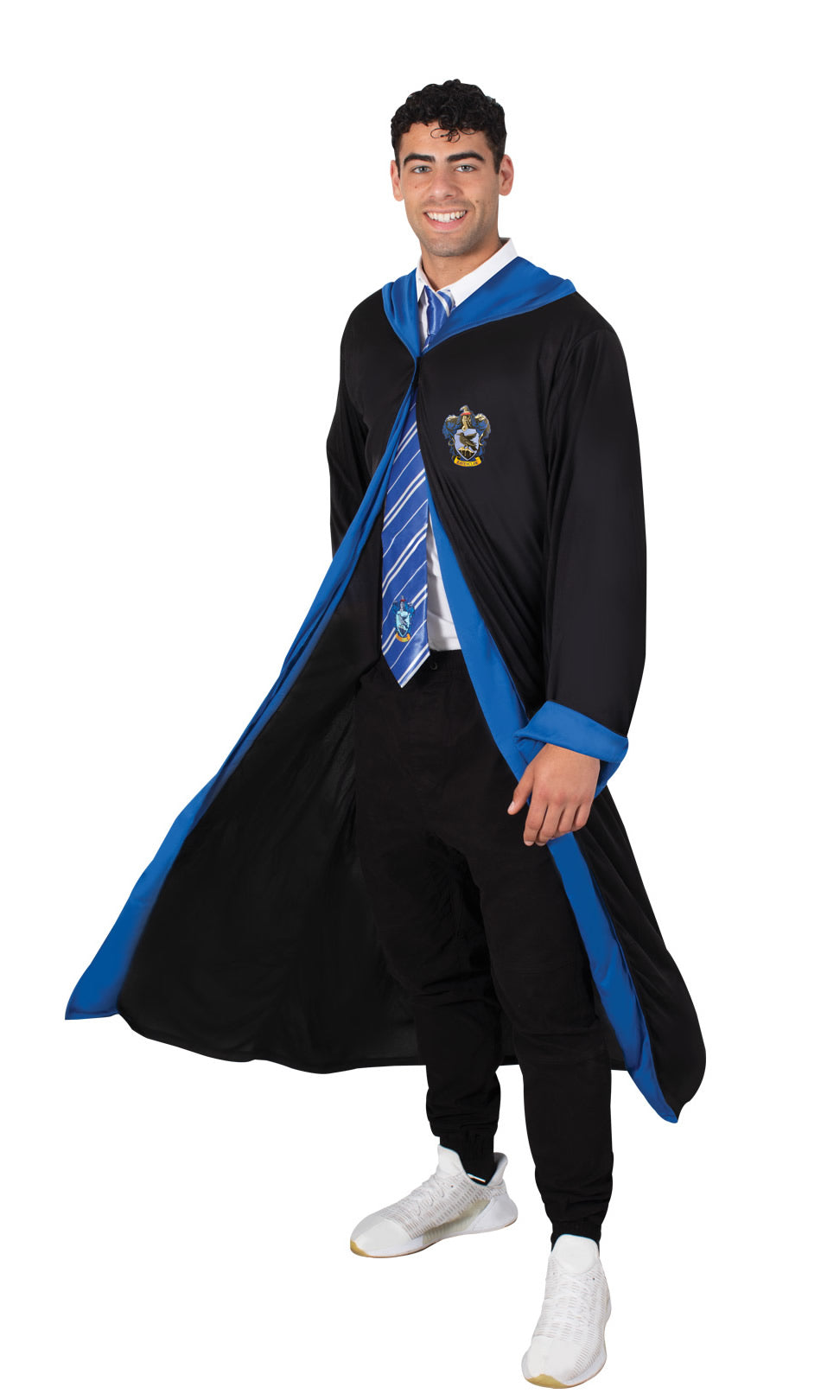 Black and blue Ravenclaw hooded robe with motif