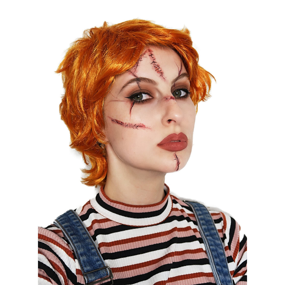 Buy Evil Doll Wig With Scar Tattoos Set