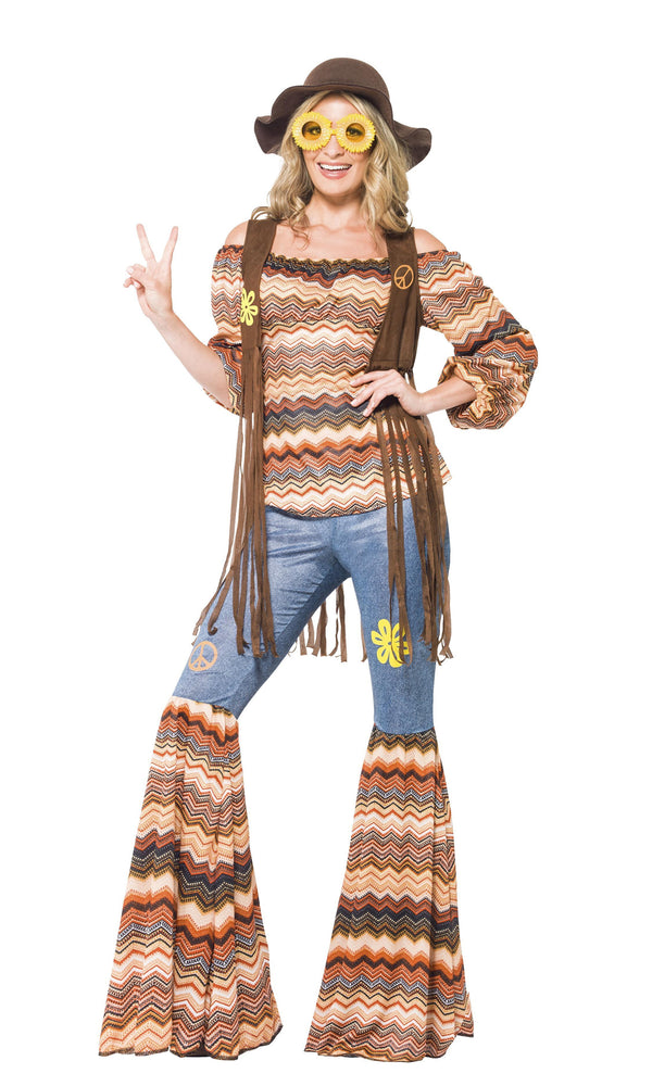 Women's Flower Power Costume Hippie Retro 60s 70s Bell Bottoms Top Flare  Pants - www.