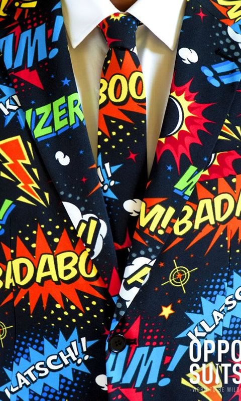 Badaboom comic pow suit tie