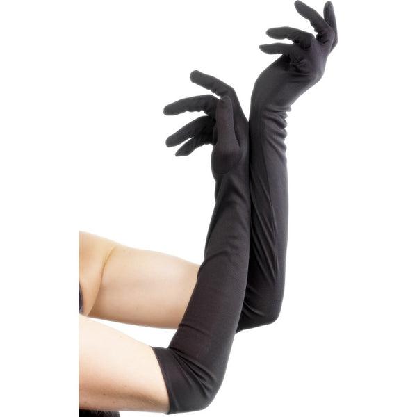 Long black jersey gloves