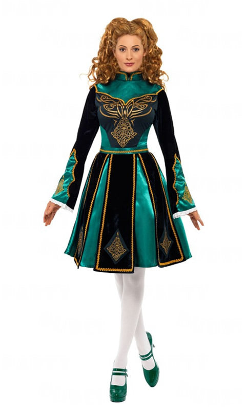 Green and black Irish costume dress